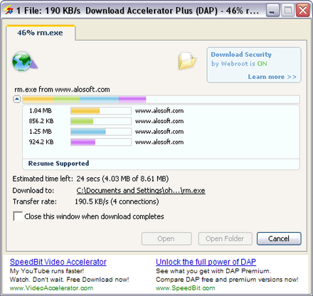 Download window