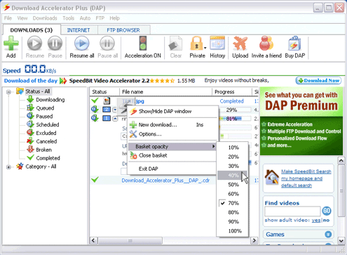 DAP Download Basket