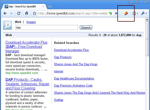 Download Accelerator Plus (DAP) - Screenshot of DAP Download button in Chrome